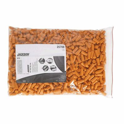 Jackson Safety Earplugs - H10 Disposable - Uncorded - Orange - NRR 31 - (500 Pair Per Bag)