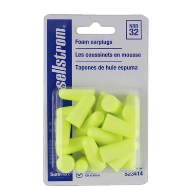 Sellstrom Earplugs - Disposable - Foam Bullet Shape - Uncorded - NRR 32 - Hi-Viz Green