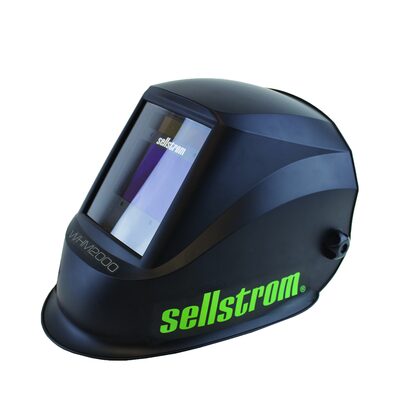 Sellstrom Welding Helmet - Auto Darkening - Thermoplastic - 3.94" x 2.36" Viewing Area - Shade 4/9-13 Variable ADF - Ratcheting Headgear - Black - Advantage Plus Series