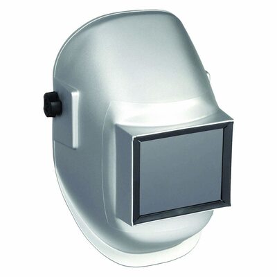 Sellstrom Welding Helmet - Passive - Nylon - Fixed Front  - 4.5" x 5.25" Viewing Area - Shade 10 - Ratcheting Headgear - Silver - Super View Series
