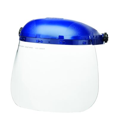 Sellstrom Face Shield - 390 Series - 8" x 12" x 0.040" Window - Clear - Universal Hard Hat Slot Adaptor Headgear - Single Crown