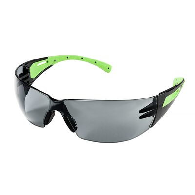Sellstrom Safety Glasses - XM300 Series - Smoke Lens - Black/Green Frame - Hard Coated
