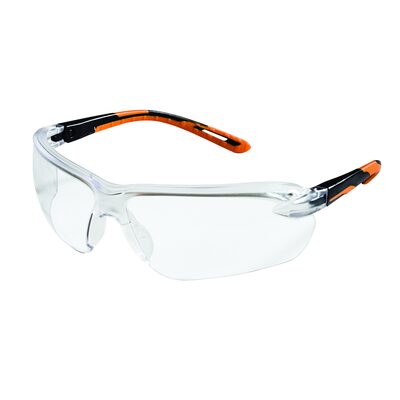 Sellstrom Safety Glasses - XM310 Series - Clear Lens - Black/Orange Frame - Hard Coated