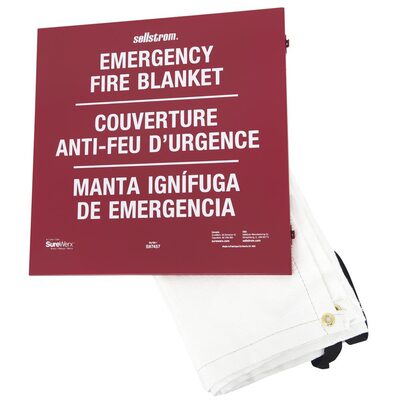 Sellstrom 100% Fiberglass High Temp Emergency Fire Blanket in Metal Storage Case