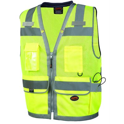 Pioneer Mesh Surveyor Vest with Padded Collar  - Color:  Hi-Vis Yellow/Green  - Size: XL