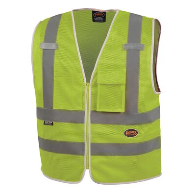 Pioneer Mesh 8-Pocket Safety Vest  - Color:  Hi-Vis Yellow/Green  - Size: L