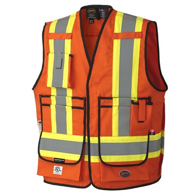 Pioneer FR Tech ARC Rated Surveyor Safety Vest - Color: Hi-Vis Orange - ANSI/ISEA 107-2020 Class 1 Type O - Size: XL