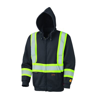 Pioneer Hoodie  -  Hi-Viz Flame Resistant Zip - Style Heavyweight Cotton  - Color:  Black  - Size: XL