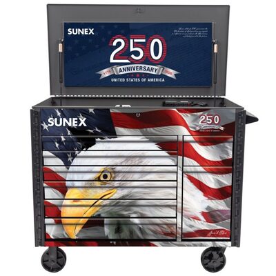 SUNEX TOOLS 50-inch Gray 7 Drawer Power Cart - 250th USA