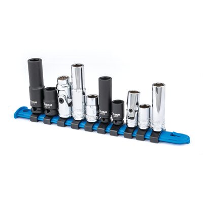 TITAN 10 pc. 1/4 in. and 3/8 in. Dr. 10 mm Socket Set