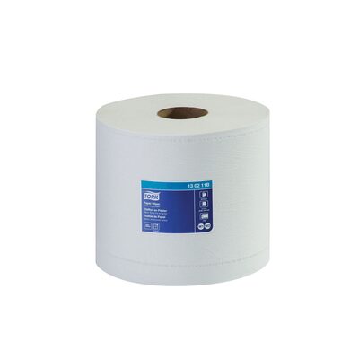 Tork Molnlycke 130211B Centerfeed Paper Wiper, 11.3 in Dia x 866.67 ft L x 9 in W, 800, White, Centerfeed, 2 Plys