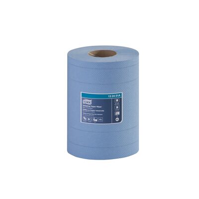 Tork Molnlycke 132451A Centerfeed Industrial Wiper, 7-1/2 in Dia x 249.38 ft L x 10 in W Roll, 190, Paper, Blue, 4 Plys