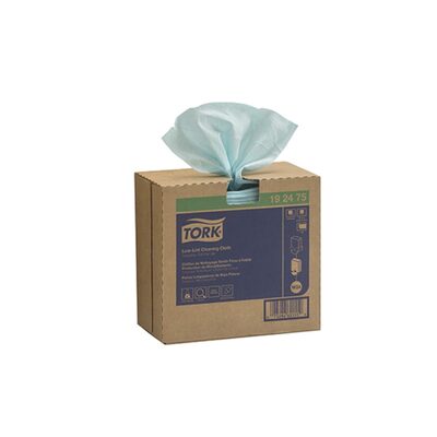 Tork Molnlycke 192475 Pop-Up Box Low Lint Cleaning Cloth, 16-1/2 in L x 9 in W, 100, Spunlace, Turquoise, 1 Plys