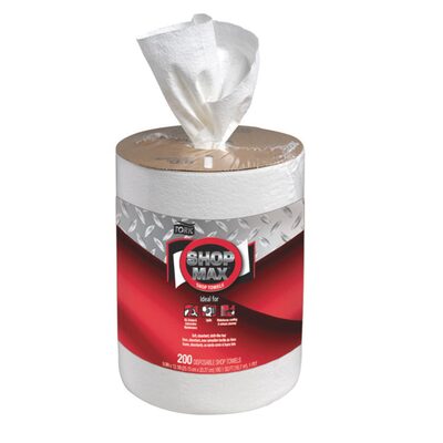 Tork Molnlycke ShopMax 450138 Centerfeed Dry Wipe, 218.33 ft L x 9.9 in W Roll, 200, Paper, White, 1 Plys