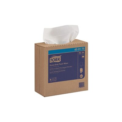 Tork Molnlycke 450175 Heavy Duty Pop-Up Box Wiper, 16-1/4 in L x 9-1/4 in W, 90, Paper/Double Re-Creped, White, 1 Plys