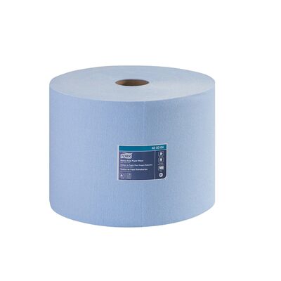 Tork Molnlycke 450304 Heavy Duty Giant Roll Wiper, 800 ft L x 11.1 in W Roll, 800, Paper/Double Re-Creped, Blue, 1 Plys