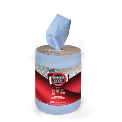 Tork Molnlycke ShopMax 450338 Centerfeed Dry Wipe, 218.33 ft L x 9.9 in W Roll, 200, Paper, Blue, 1 Plys