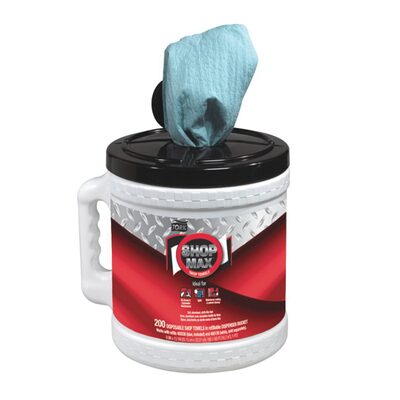 Tork Molnlycke ShopMax 450340 Centerfeed Dry Wipe, 218.33 ft L x 9.9 in W Roll, 200, Paper/Double Re-Creped, Blue, 1 Plys