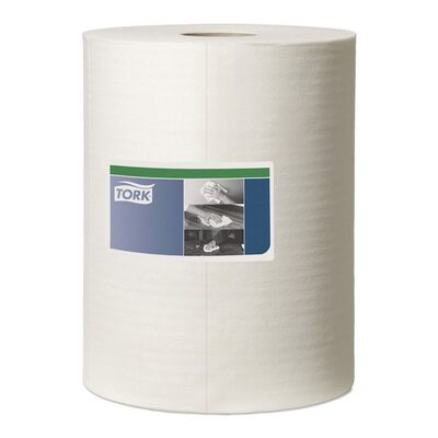 Tork Molnlycke 510137 Centerfeed Cleaning Cloth, 9.84 in Dia x 416.67 ft L x 12.6 in W Roll, 500, Spunlace, White, 1 Plys