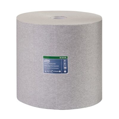 Tork Molnlycke 520305 Giant Roll Industrial Cleaning Cloth, 15 in Dia x 1163.75 ft L x 12.6 in W Roll, 1050, Paper, Gray