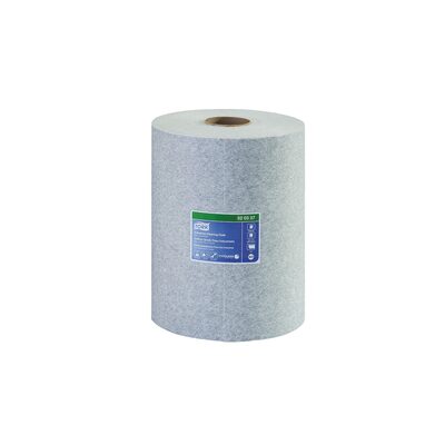 Tork Molnlycke 520337 Industrial Centerfeed Cleaning Cloth, 9.8 in Dia x 416.67 ft L x 12.6 in W, 500, Gray, 1 Plys