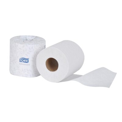 Tork Molnlycke TM6130S Bath Tissue Roll, 4.35 in Dia x 156-1/4 ft L x 3.96 in W, 500, 2 Plys