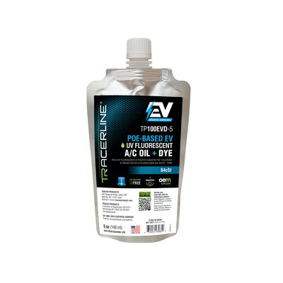 Tracer Products 5 oz (148 ml) foil pouch POE-Based A/C oil with fluorescent dye for electric vehicles (compatible with R-1234yf and R-134a systems)
