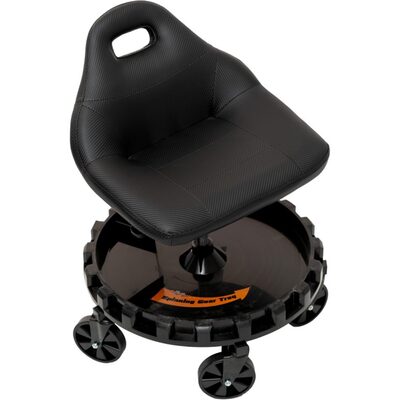 Traxion 2-702 ProGear Mobile Rolling Gear Race Seat with Tray and Five All Terrain Casters - Black