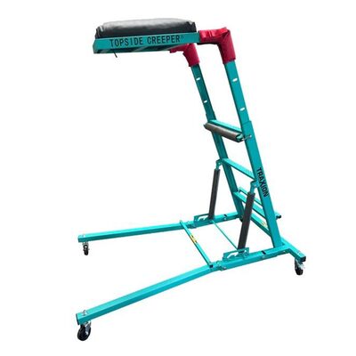 Traxion 3-106 Quality Economy Topside Creeper - Aqua with Expanded Metal Steps and Velcro Stomach Pads with Tool Loops