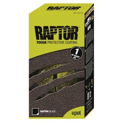 U Pol Products RAPTOR UP4803 2.6 VOC Raptor Kit, 1 qt Spray Bottle, Black, 30 sq-ft Coverage, 5 to 7 days Curing