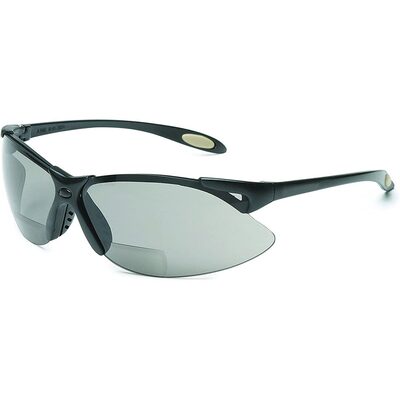 Uvex Reader/Magnifier Safety Glasses, Black Frame, +2.5 Diopter TSR Gray Lens with Anti-Scratch Hardcoat - A962