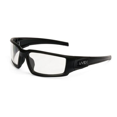 Uvex Hypershock Safety Glasses, Black Frame with Clear Lens, HydroShield Anti-Fog Coating - S2940HS