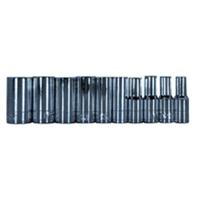 V-8 Tools 10-pc Chrome 1/4" Socket Set, Semi-Deep, 6 Point
