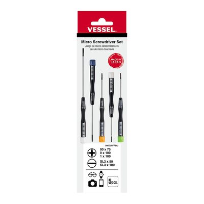 Vessel Tools Micro Screwdrivers Set (PH 3pcs, SL 2pcs)