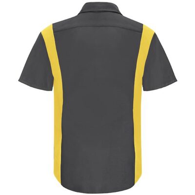 Workwear Outfitters Men's Short Sleeve Perform Plus Shop Shirt w/ Oilblok Tech Charcoal/Yellow, XXL