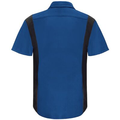 Workwear Outfitters Men's Short Sleeve Perform Plus Shop Shirt w/ Oilblok Tech Royal Blue/Black, 5XL