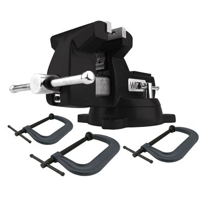 Wilton Holding Strong Kit with Black 746 Mechanics Vise and 3-Piece 402/404/406 C-Clamp Set