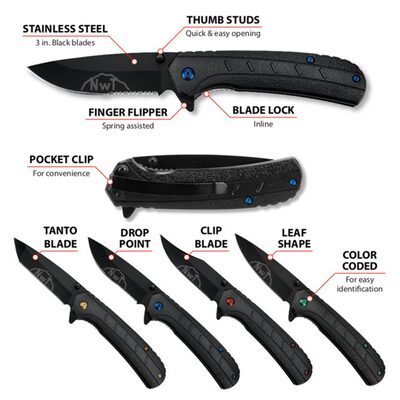 Wilmar Corp. / Performance Tool 4 pk. Assisted Open Pocket Knife Set
