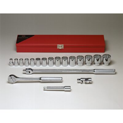 Wright Tool 1/2"Dr 12Pt Std Skt Bx Set 19P