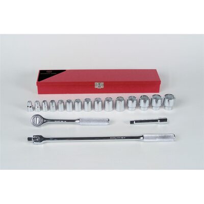 Wright Tool 1/2"Dr 6Pt Std Skt Bx Set 18Pc