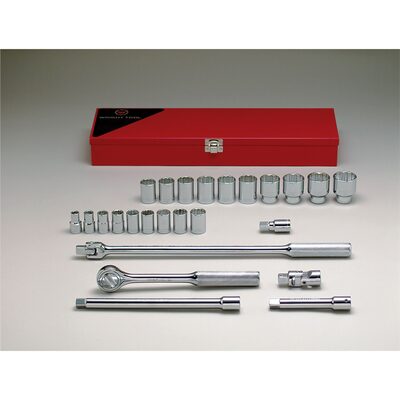 Wright Tool 1/2"Dr 12Pt Std Skt Bx Set 25P