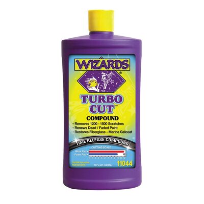 Wizards Products TURBO CUT 11044 Time Release Compound, 32 oz Bottle, High-Gloss, White, Liquid