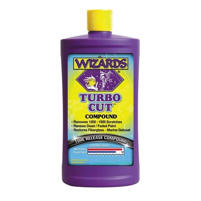Wizards Products TURBO CUT 11045 Time Release Compound, 2 oz Bottle, High-Gloss, White, Liquid